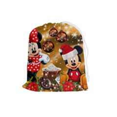 Cartoons, Disney, Merry Christmas, Minnie Drawstring Pouch (large) by nateshop