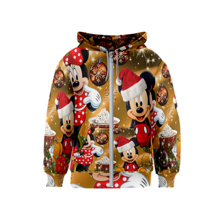 Cartoons, Disney, Merry Christmas, Minnie Kids  Zipper Hoodie