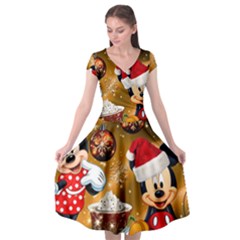 Cartoons, Disney, Merry Christmas, Minnie Cap Sleeve Wrap Front Dress by nateshop