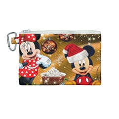 Cartoons, Disney, Merry Christmas, Minnie Canvas Cosmetic Bag (medium) by nateshop