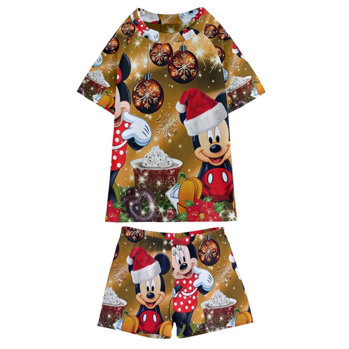 Cartoons, Disney, Merry Christmas, Minnie Kids  Swim T-Shirt and Shorts Set