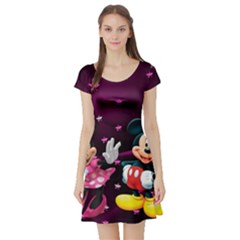 Cartoons, Disney, Mickey Mouse, Minnie Short Sleeve Skater Dress by nateshop