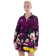 Cartoons, Disney, Mickey Mouse, Minnie Women s Long Sleeve Casual Dress by nateshop