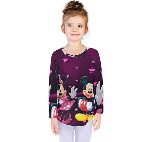 Cartoons, Disney, Mickey Mouse, Minnie Kids  Long Sleeve T-shirt by nateshop