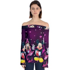 Cartoons, Disney, Mickey Mouse, Minnie Off Shoulder Long Sleeve Top by nateshop