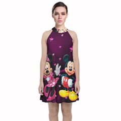 Cartoons, Disney, Mickey Mouse, Minnie Velvet Halter Neckline Dress  by nateshop