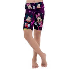 Cartoons, Disney, Mickey Mouse, Minnie Kids  Lightweight Velour Cropped Yoga Leggings by nateshop