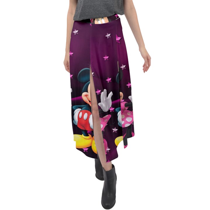 Cartoons, Disney, Mickey Mouse, Minnie Velour Split Maxi Skirt