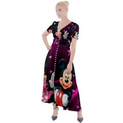 Cartoons, Disney, Mickey Mouse, Minnie Button Up Short Sleeve Maxi Dress by nateshop