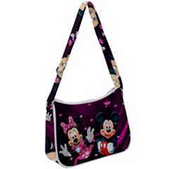 Cartoons, Disney, Mickey Mouse, Minnie Zip Up Shoulder Bag by nateshop