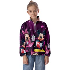 Cartoons, Disney, Mickey Mouse, Minnie Kids  Half Zip Hoodie by nateshop