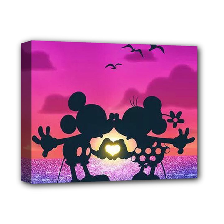 Mickey And Minnie, Mouse, Disney, Cartoon, Love Deluxe Canvas 14  x 11  (Stretched)