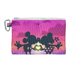 Mickey And Minnie, Mouse, Disney, Cartoon, Love Canvas Cosmetic Bag (large) by nateshop