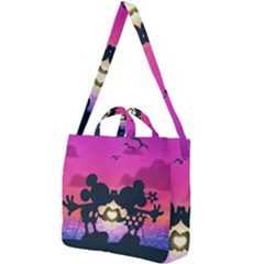 Mickey And Minnie, Mouse, Disney, Cartoon, Love Square Shoulder Tote Bag by nateshop