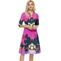 Mickey And Minnie, Mouse, Disney, Cartoon, Love Classy Knee Length Dress by nateshop