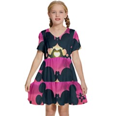 Mickey And Minnie, Mouse, Disney, Cartoon, Love Kids  Short Sleeve Tiered Mini Dress by nateshop