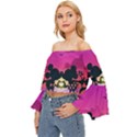 Mickey And Minnie, Mouse, Disney, Cartoon, Love Off Shoulder Flutter Bell Sleeve Top View2