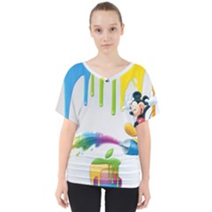 Mickey Mouse, Apple Iphone, Disney, Logo V-neck Dolman Drape Top by nateshop