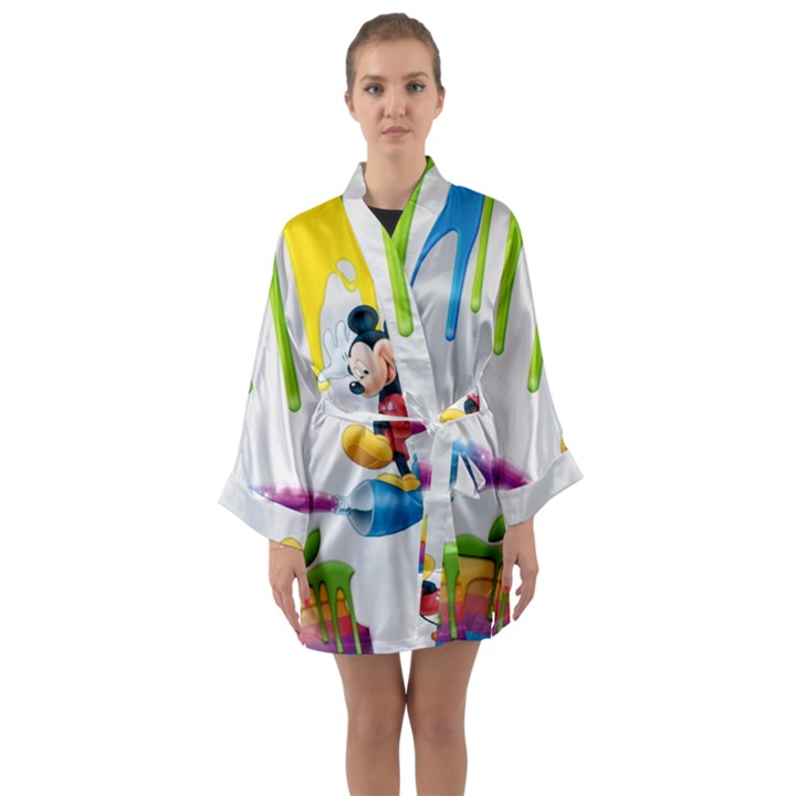 Mickey Mouse, Apple Iphone, Disney, Logo Long Sleeve Satin Kimono