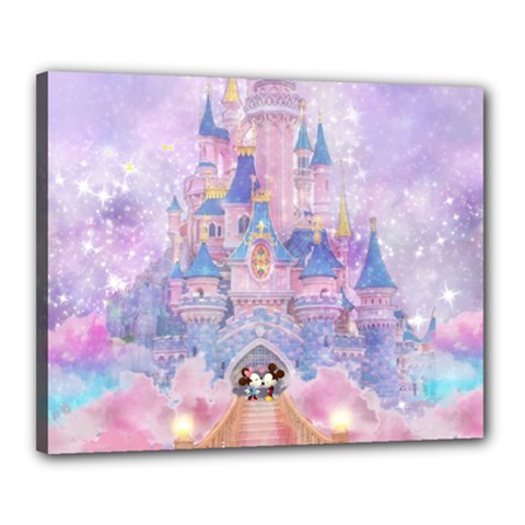 Disney Castle, Mickey And Minnie Canvas 20  X 16  (stretched) by nateshop