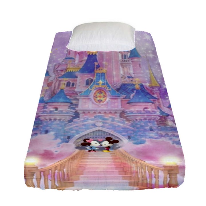 Disney Castle, Mickey And Minnie Fitted Sheet (Single Size)