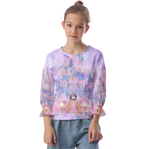 Disney Castle, Mickey And Minnie Kids  Cuff Sleeve Top by nateshop