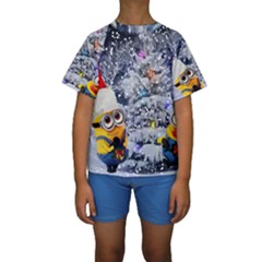 Minions Christmas, Merry Christmas, Minion Christmas Kids  Short Sleeve Swimwear by nateshop