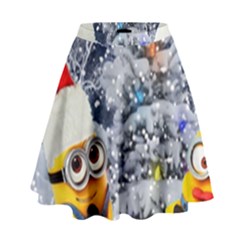 Minions Christmas, Merry Christmas, Minion Christmas High Waist Skirt by nateshop