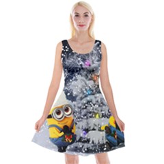 Minions Christmas, Merry Christmas, Minion Christmas Reversible Velvet Sleeveless Dress