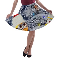 Minions Christmas, Merry Christmas, Minion Christmas A-line Skater Skirt by nateshop