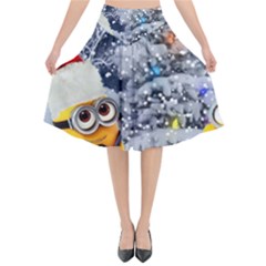 Minions Christmas, Merry Christmas, Minion Christmas Flared Midi Skirt by nateshop