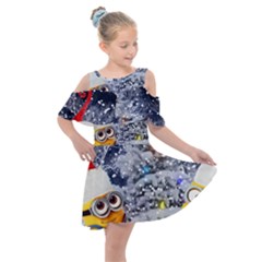 Minions Christmas, Merry Christmas, Minion Christmas Kids  Shoulder Cutout Chiffon Dress by nateshop