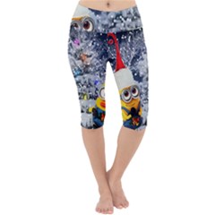 Minions Christmas, Merry Christmas, Minion Christmas Lightweight Velour Cropped Yoga Leggings