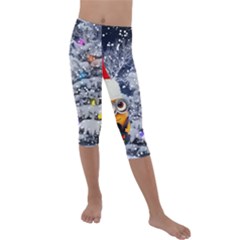 Minions Christmas, Merry Christmas, Minion Christmas Kids  Lightweight Velour Capri Leggings 