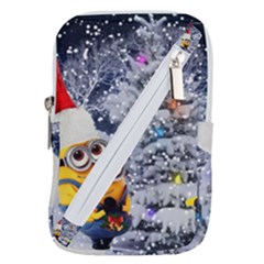 Minions Christmas, Merry Christmas, Minion Christmas Belt Pouch Bag (large)