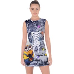 Minions Christmas, Merry Christmas, Minion Christmas Lace Up Front Bodycon Dress