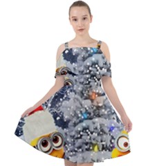 Minions Christmas, Merry Christmas, Minion Christmas Cut Out Shoulders Chiffon Dress