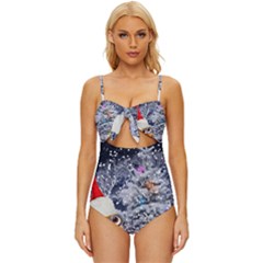 Minions Christmas, Merry Christmas, Minion Christmas Knot Front One-piece Swimsuit