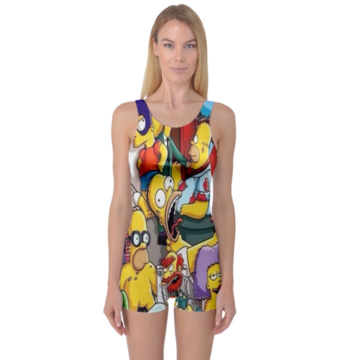 The Simpsons, Cartoon, Crazy, Dope One Piece Boyleg Swimsuit