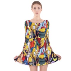 The Simpsons, Cartoon, Crazy, Dope Long Sleeve Velvet Skater Dress