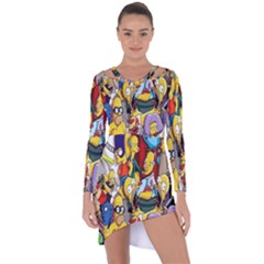 The Simpsons, Cartoon, Crazy, Dope Asymmetric Cut-out Shift Dress by nateshop