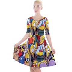 The Simpsons, Cartoon, Crazy, Dope Quarter Sleeve A-line Dress by nateshop