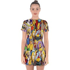 The Simpsons, Cartoon, Crazy, Dope Drop Hem Mini Chiffon Dress by nateshop