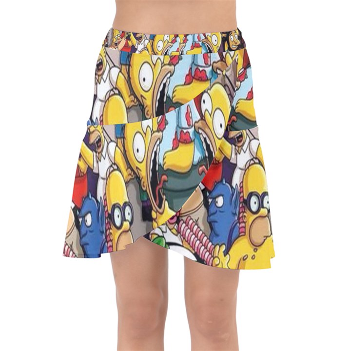 The Simpsons, Cartoon, Crazy, Dope Wrap Front Skirt