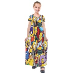 The Simpsons, Cartoon, Crazy, Dope Kids  Short Sleeve Maxi Dress