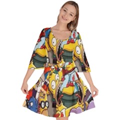 The Simpsons, Cartoon, Crazy, Dope Velour Kimono Dress by nateshop