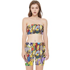 The Simpsons, Cartoon, Crazy, Dope Stretch Shorts And Tube Top Set