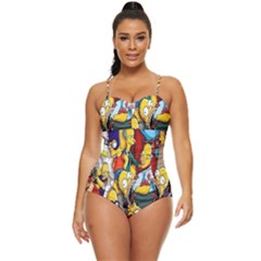 The Simpsons, Cartoon, Crazy, Dope Retro Full Coverage Swimsuit by nateshop