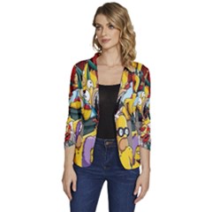 The Simpsons, Cartoon, Crazy, Dope Women s One-button 3/4 Sleeve Short Jacket by nateshop