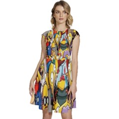 The Simpsons, Cartoon, Crazy, Dope Cap Sleeve High Waist Dress by nateshop